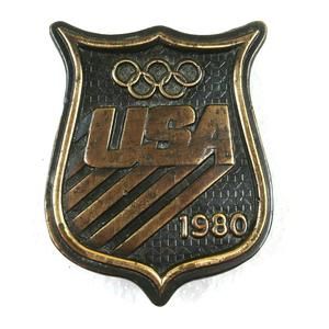Vintage 1980 USA Olympics Sports Summer Games Belt Buckle Bergamot Brass Works